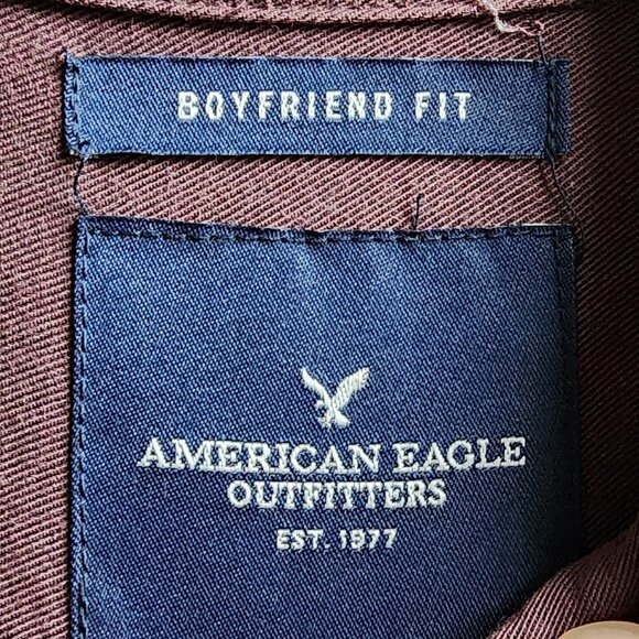 American Eagle Outfitters Purple "Boyfriend Fit" Button Down Shirt Size Medium - Picture 8 of 16